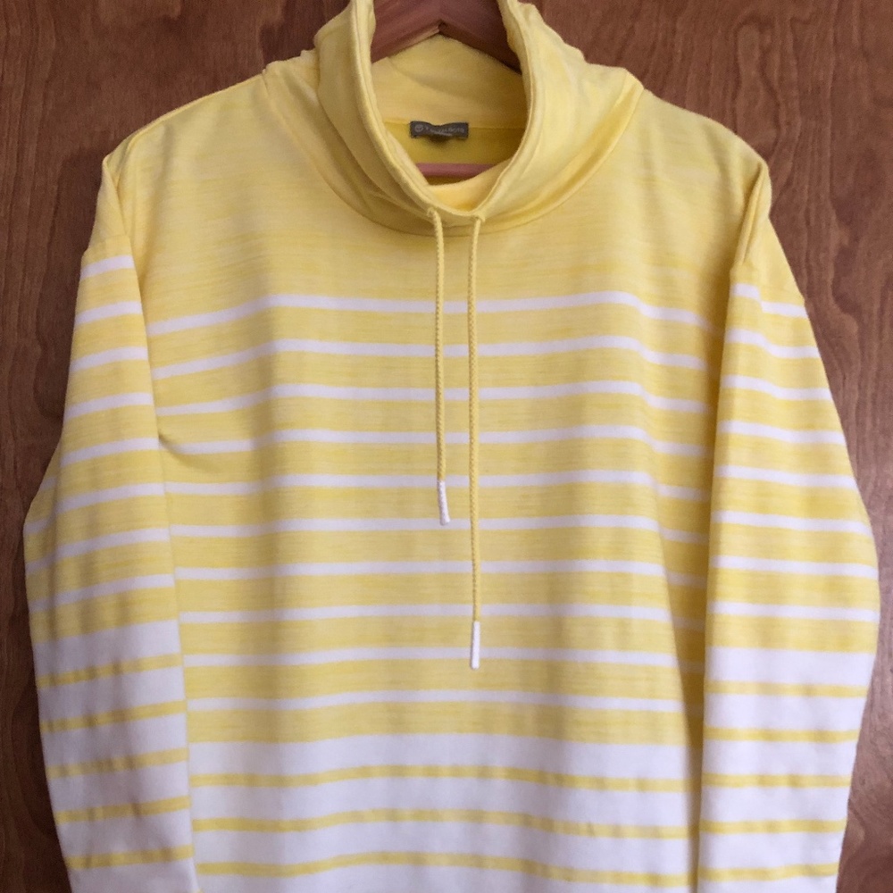 Talbots Cowl Neck Drawstring Striped Pullover - image 1